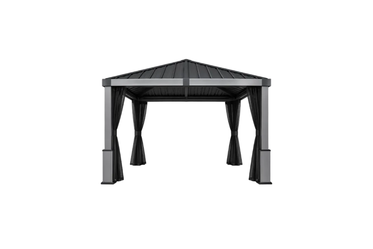 Lena 12×12 Hardtop Gazebo – Modern Dual‑Tone Aluminum Shelter with Steel Roof