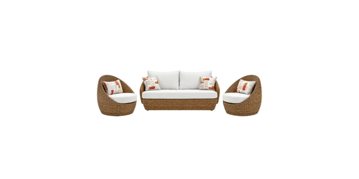 Loveseat & Swivel Chair Set (3‑Piece) — Double Point, Beige