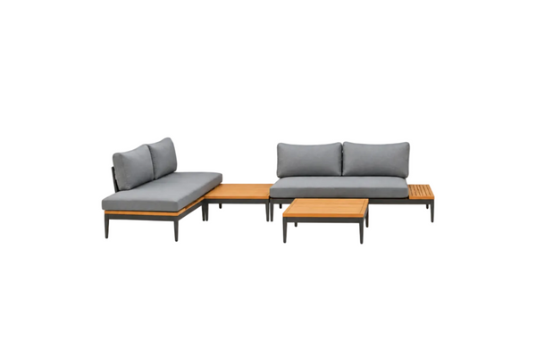 Topaz 4‑Piece Outdoor Seating Set – Modern Aluminum Frames, Olefin Cushions & FSC™ Teak Accent