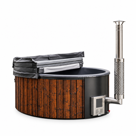 4‑Person Wood‑Fired Hot Tub – ThermoWood® Exterior, Fiberglass Insert & Fast 90‑Minute Heating