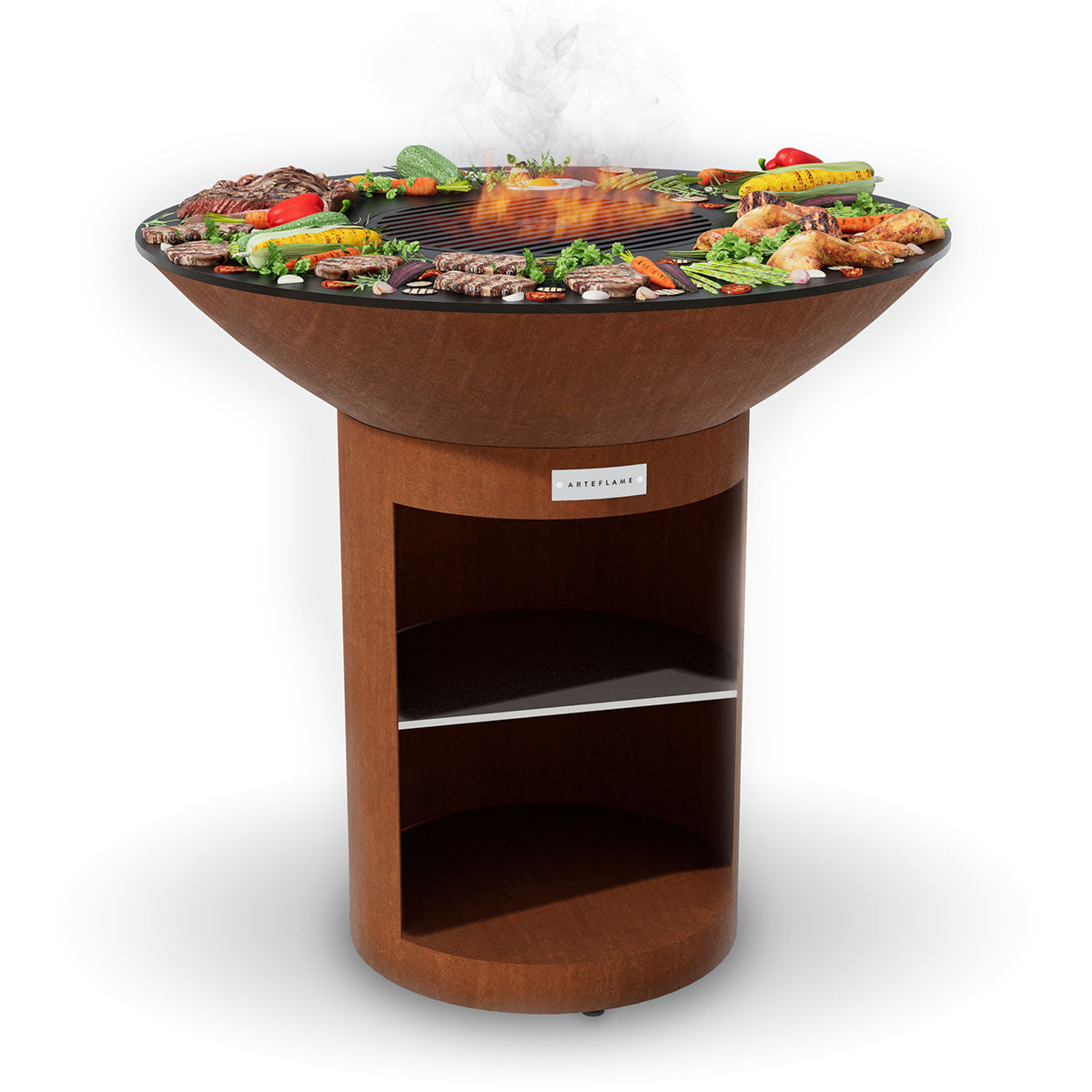 Arteflame Classic 40″ Grill with Storage Base – CORTEN Steel Outdoor Grill & Fire Bowl