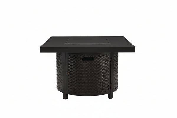 Clayton 40" Round Hammered Aluminum Fire Pit Table – Antique Bronze, 55,000 BTU, LPG/NG Convertible