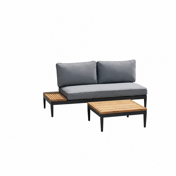 Topaz 2‑Piece Outdoor Seating Set – Modern Aluminum Frames, Olefin Cushions & FSC™ Teak Accent