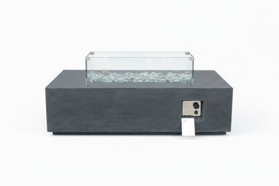 52 Inch Outdoor Concrete Propane gas rectangle Fire Pit table in Dark Gray color