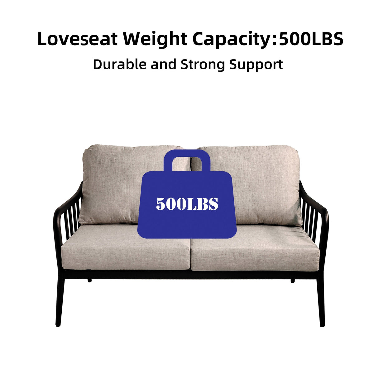 2-Piece Modern Aluminum Outdoor Conversation Set with Sunbrella Cushions & sintered stone tabletop