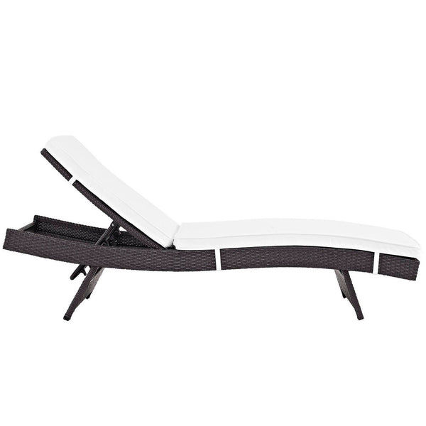 Convene Outdoor Chaise Lounge — Adjustable Reclining Aluminum Frame with Rattan Weave