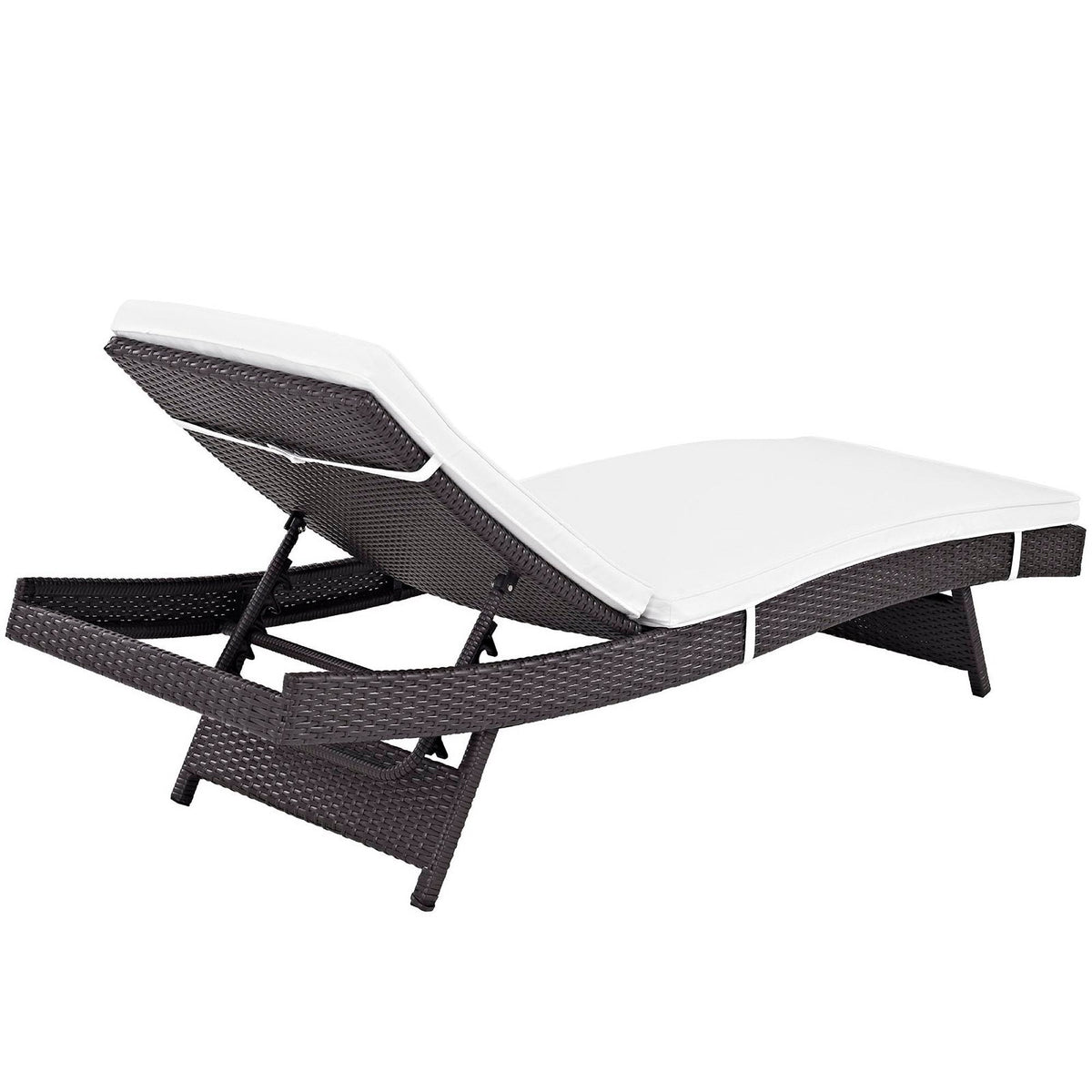 Convene Outdoor Chaise Lounge — Adjustable Reclining Aluminum Frame with Rattan Weave