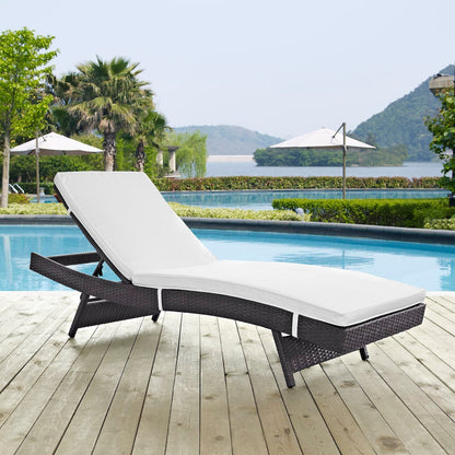 Convene Outdoor Chaise Lounge — Adjustable Reclining Aluminum Frame with Rattan Weave