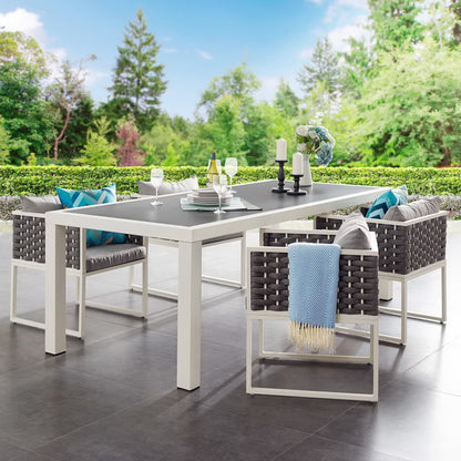 Stance 90.5" Outdoor Patio Dining Table — Aluminum Frame with Spray Stone Glass Top