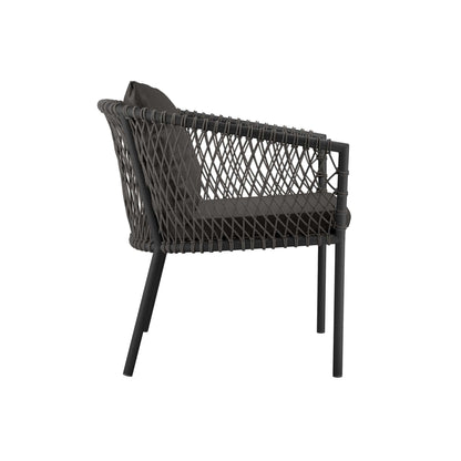 Sailor Coastal Outdoor Dining Armchair — Handwoven Rope, Sunproof Fabric & Powder‑Coated Aluminum