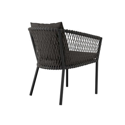 Sailor Coastal Outdoor Dining Armchair — Handwoven Rope, Sunproof Fabric & Powder‑Coated Aluminum