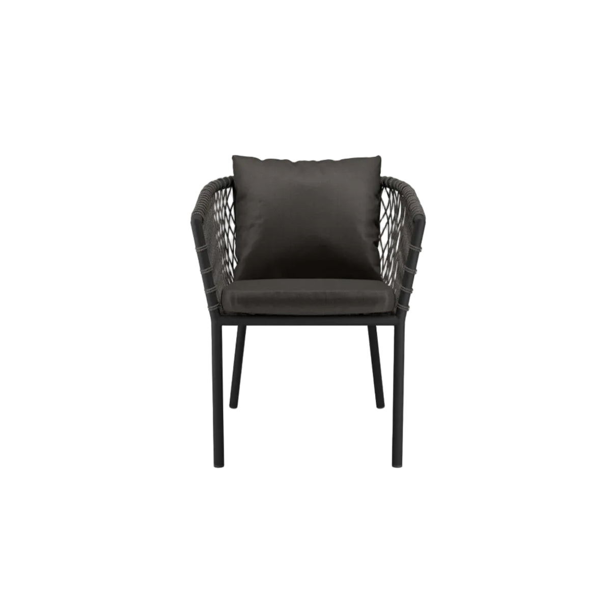 Sailor Coastal Outdoor Dining Armchair — Handwoven Rope, Sunproof Fabric & Powder‑Coated Aluminum