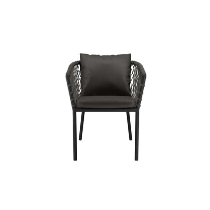 Sailor Coastal Outdoor Dining Armchair — Handwoven Rope, Sunproof Fabric & Powder‑Coated Aluminum