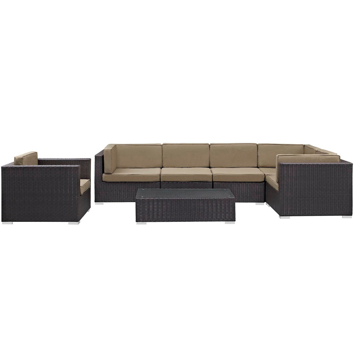 Corona 7-Piece Outdoor Wicker Sectional Conversation Set