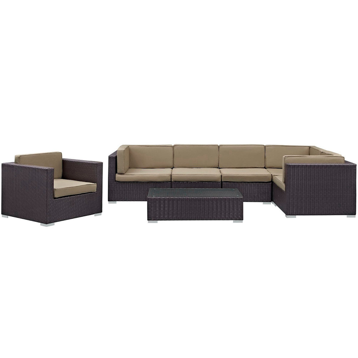 Corona 7-Piece Outdoor Wicker Sectional Conversation Set