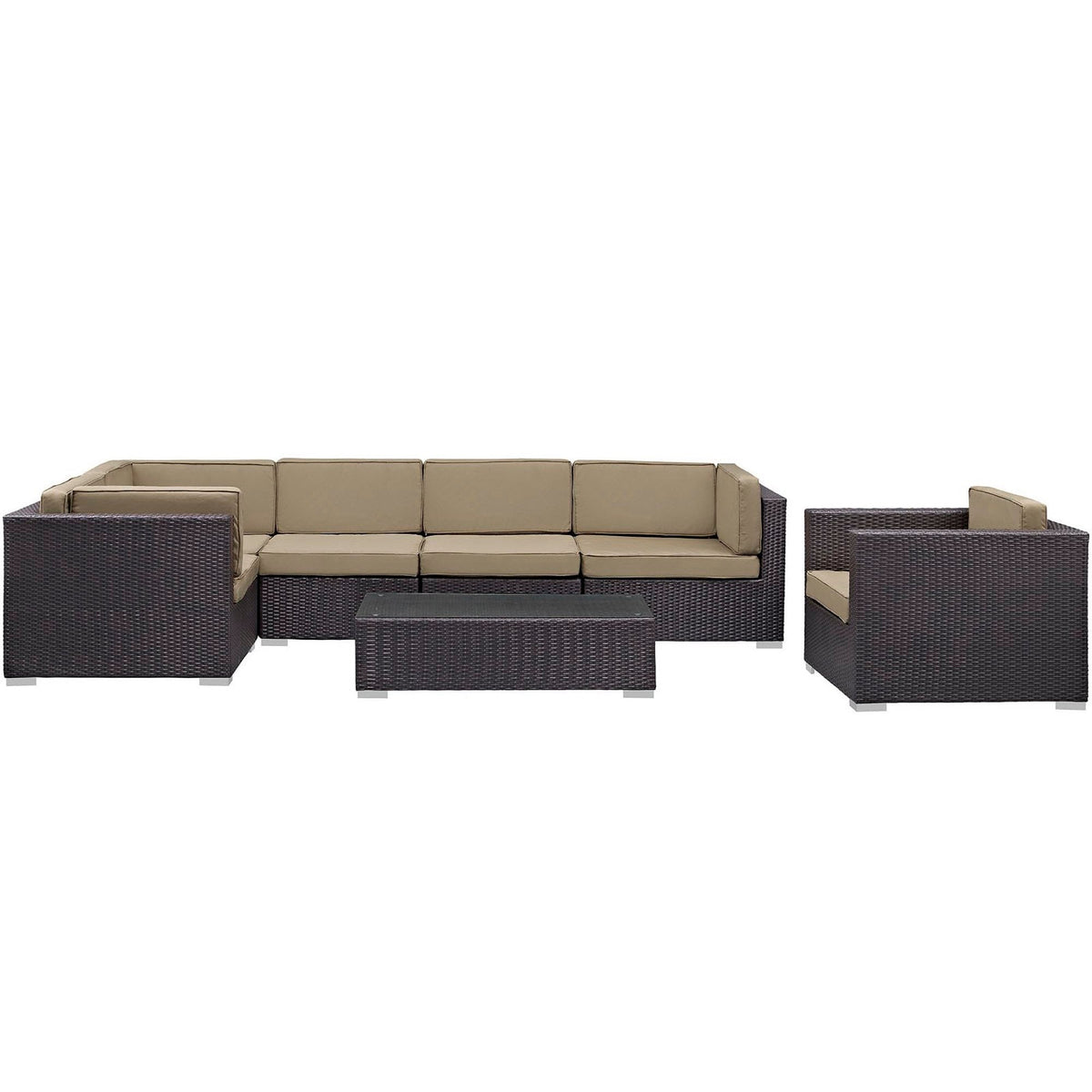 Corona 7-Piece Outdoor Wicker Sectional Conversation Set