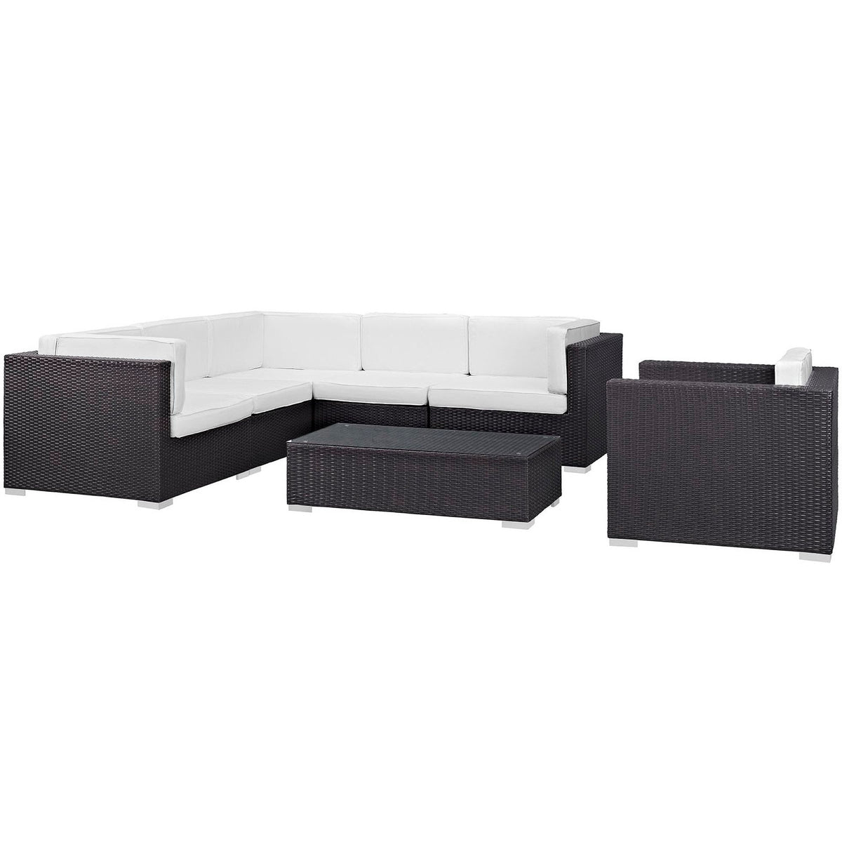 Corona 7-Piece Outdoor Wicker Sectional Conversation Set