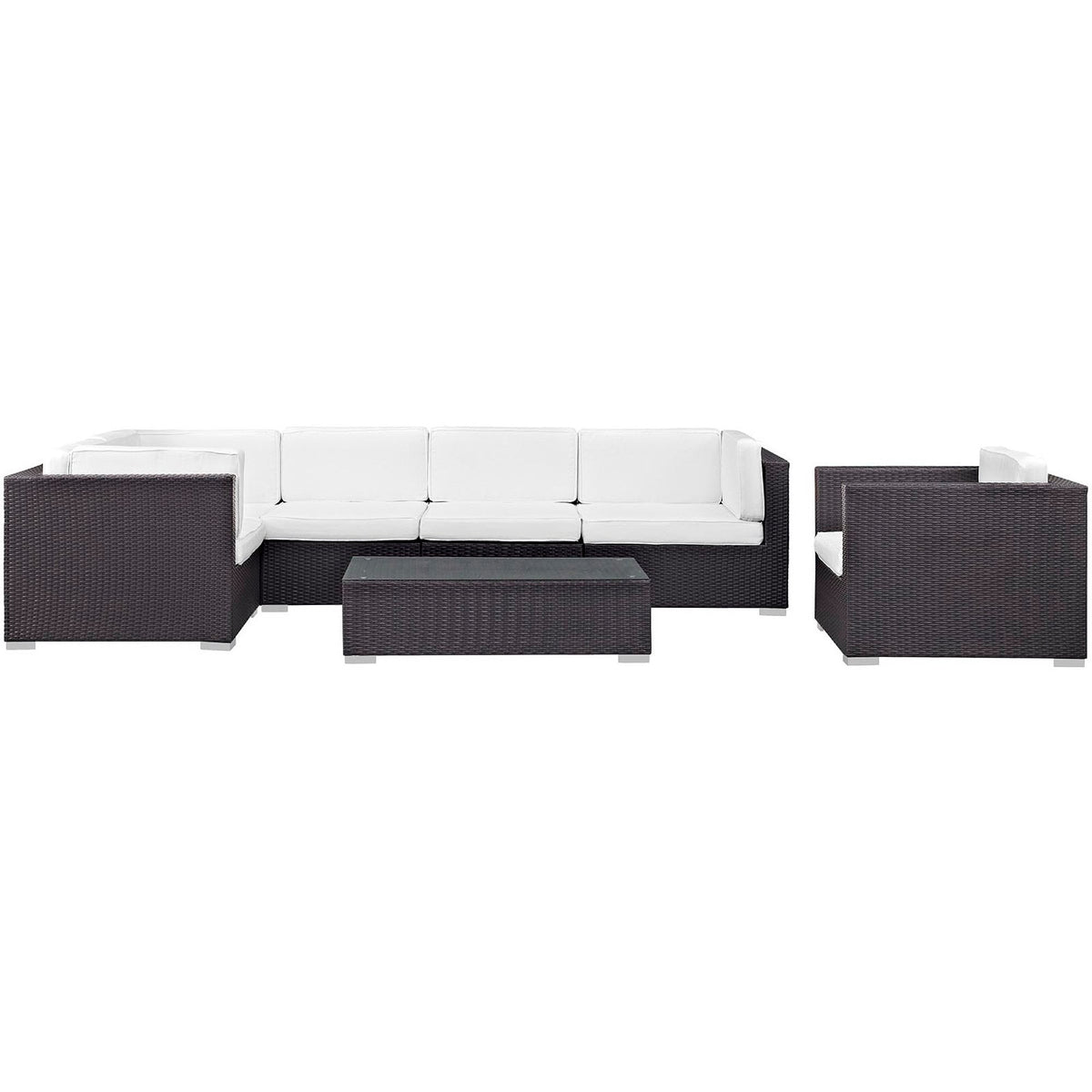Corona 7-Piece Outdoor Wicker Sectional Conversation Set