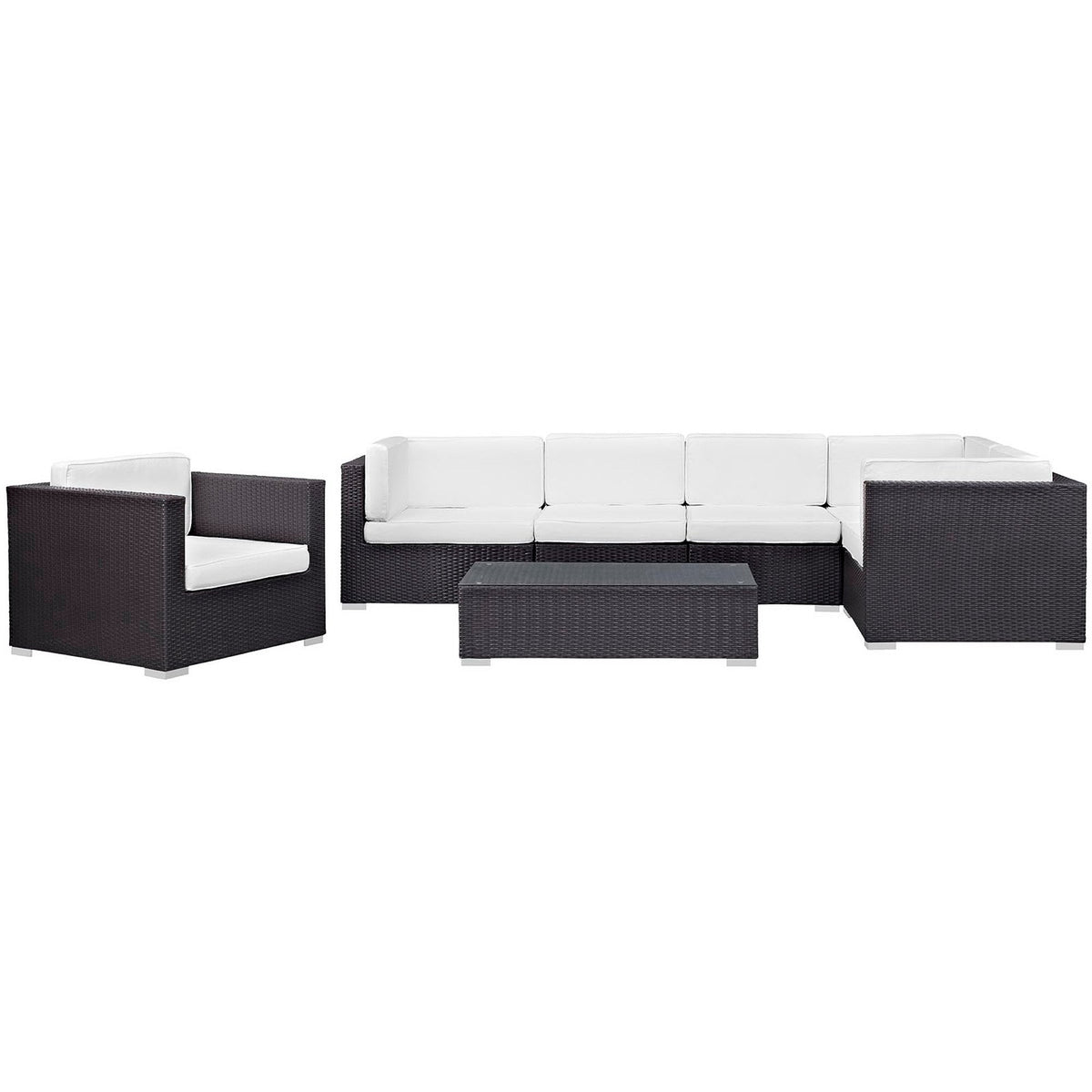 Corona 7-Piece Outdoor Wicker Sectional Conversation Set