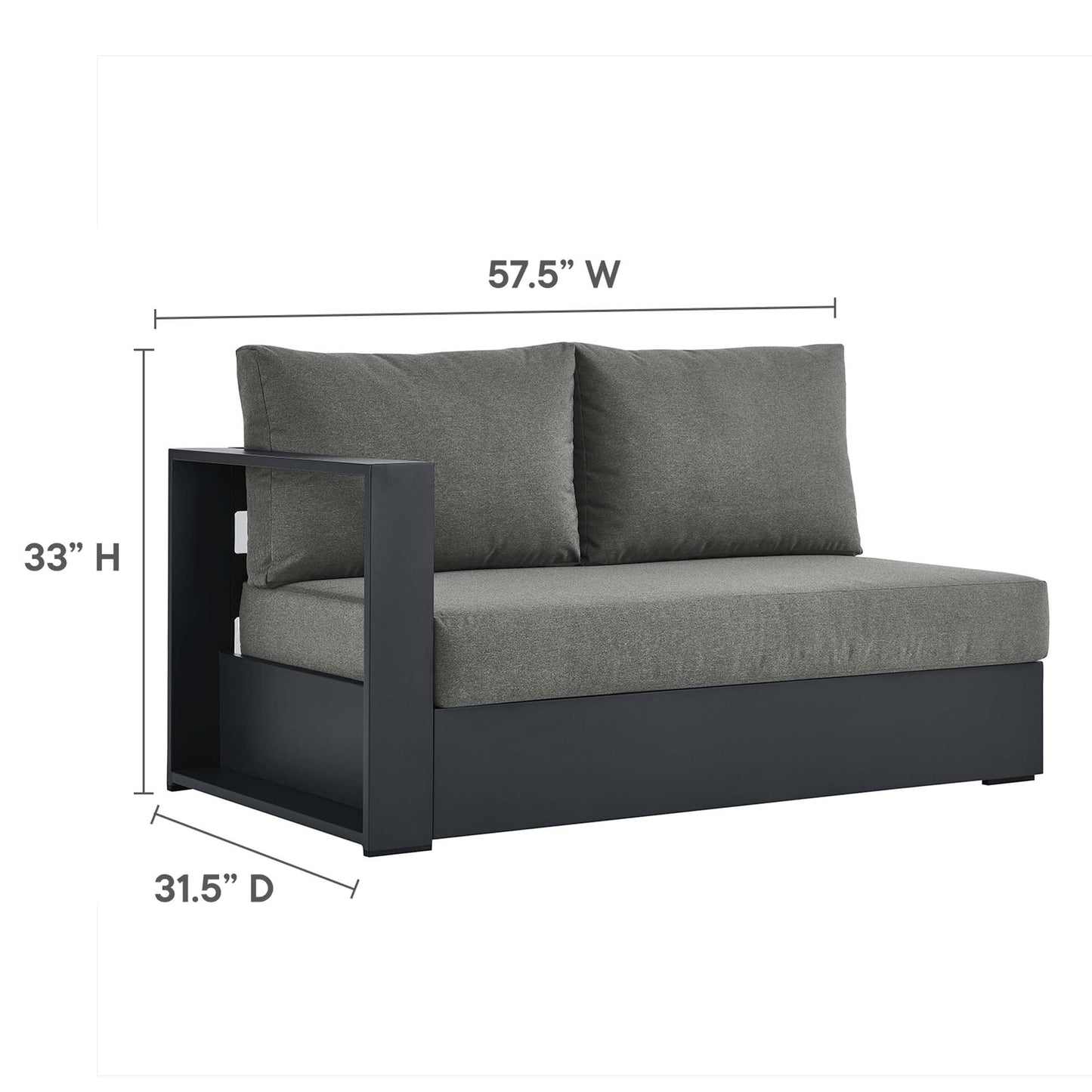 Modway Tahoe 2-Piece Outdoor Aluminum Chaise Sectional Sofa