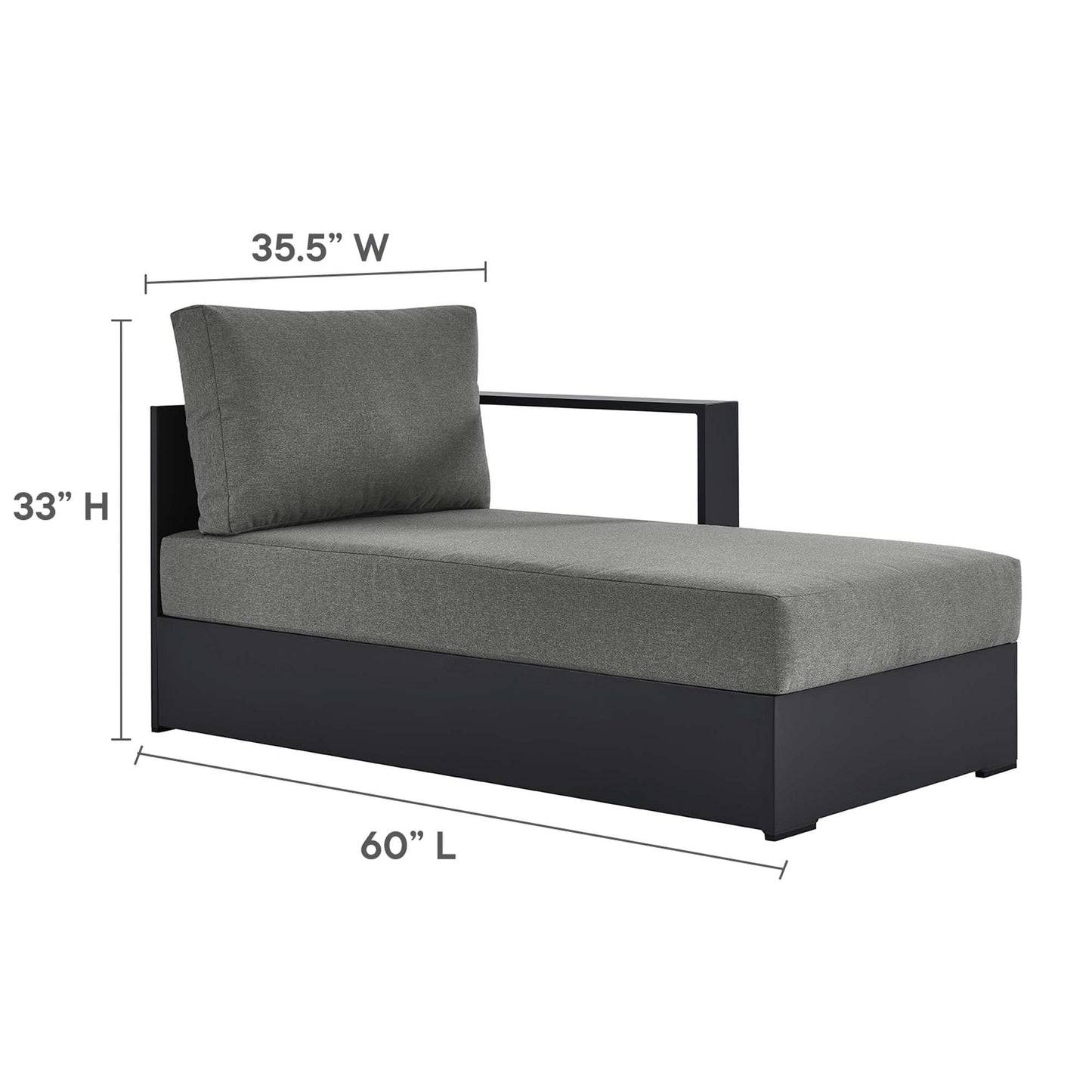 Modway Tahoe 2-Piece Outdoor Aluminum Chaise Sectional Sofa