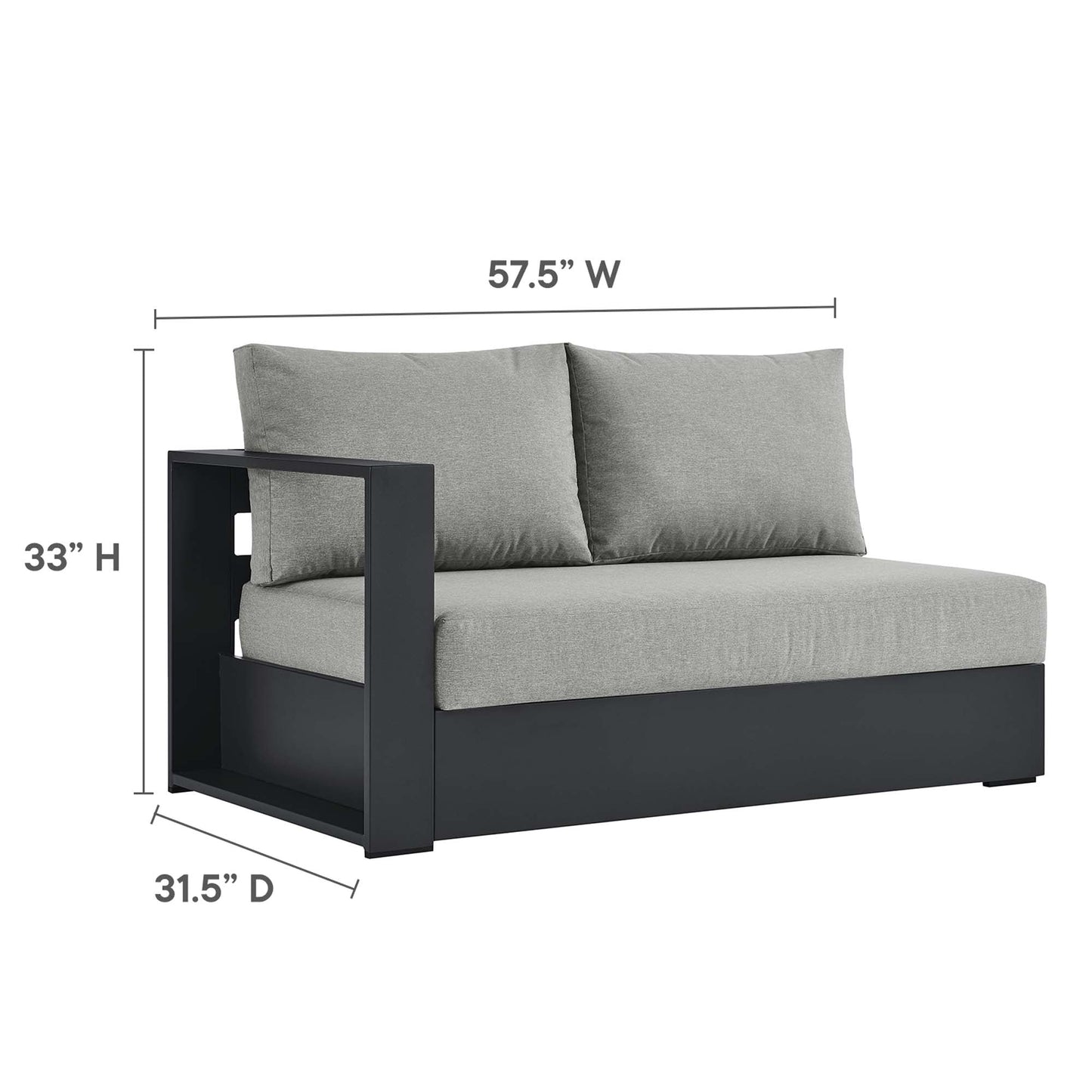 Modway Tahoe 2-Piece Outdoor Aluminum Chaise Sectional Sofa