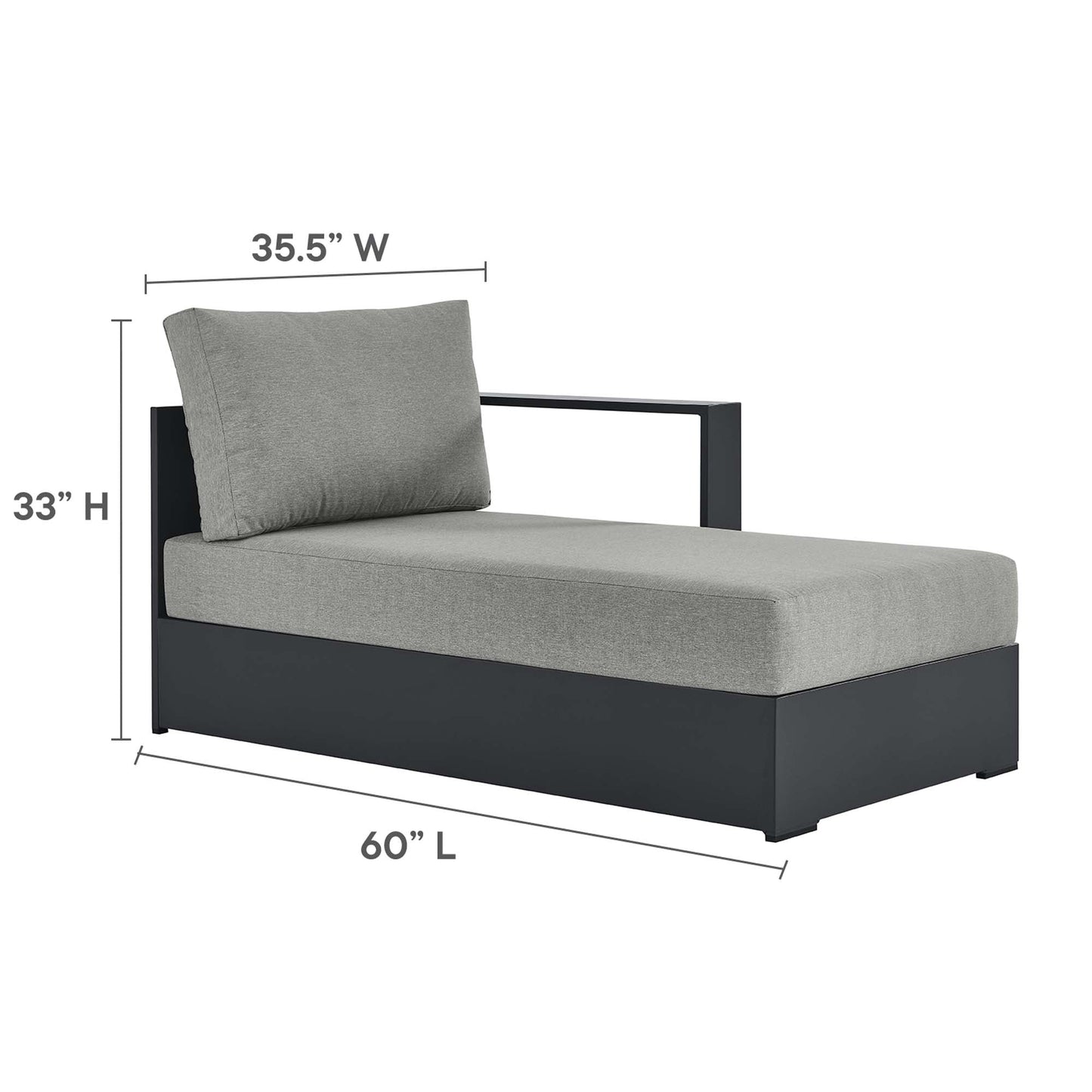 Modway Tahoe 2-Piece Outdoor Aluminum Chaise Sectional Sofa