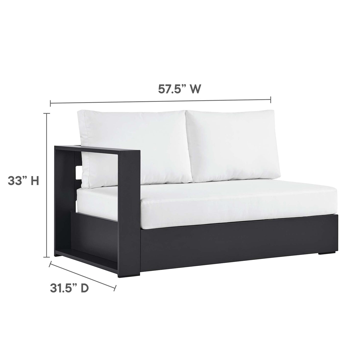 Modway Tahoe 2-Piece Outdoor Aluminum Chaise Sectional Sofa