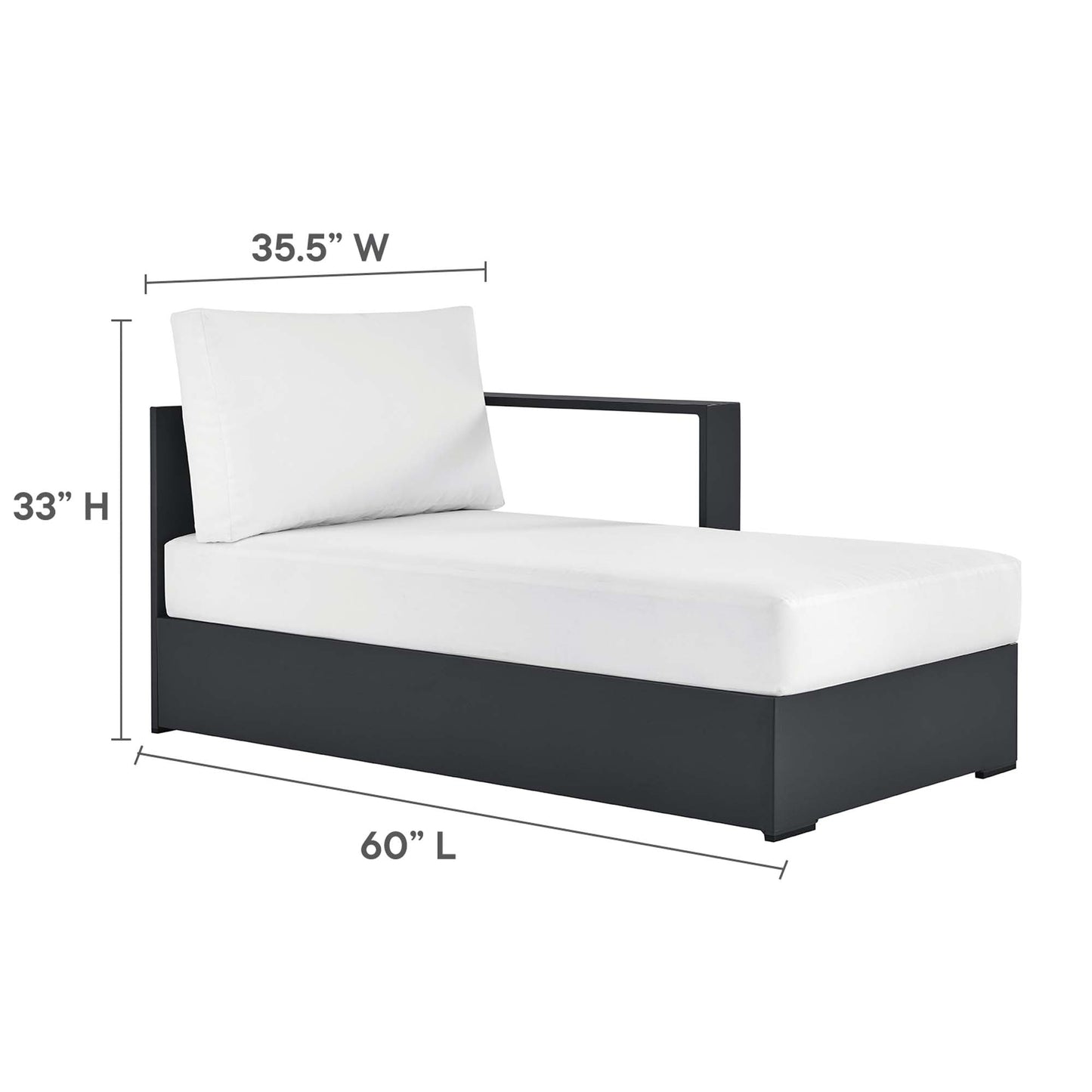 Modway Tahoe 2-Piece Outdoor Aluminum Chaise Sectional Sofa