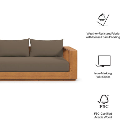 Tahoe 2-Piece Outdoor Patio Acacia Wood Sofa and Coffee Table Set by Modway