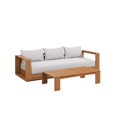 Tahoe 2-Piece Outdoor Patio Acacia Wood Sofa and Coffee Table Set by Modway