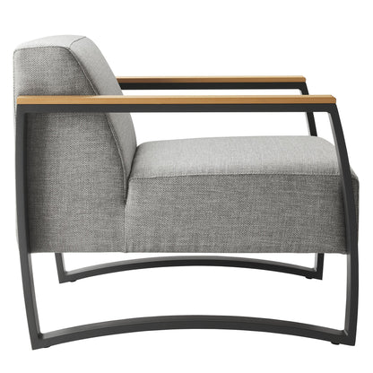 Sauve Outdoor Patio Armchair by Modway – Powder‑Coated Aluminum, Water‑Resistant Cushions & Plastic Wood Armrests