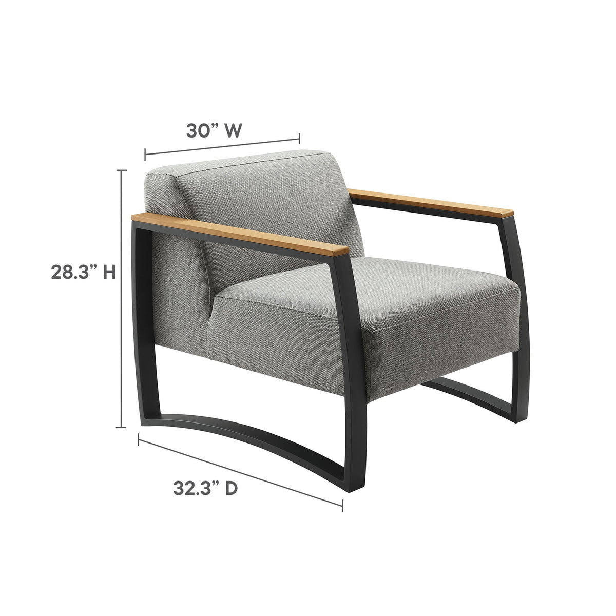 Sauve Outdoor Patio Armchair by Modway – Powder‑Coated Aluminum, Water‑Resistant Cushions & Plastic Wood Armrests