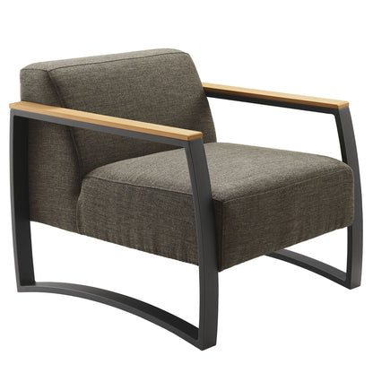 Sauve Outdoor Patio Armchair by Modway – Powder‑Coated Aluminum, Water‑Resistant Cushions & Plastic Wood Armrests