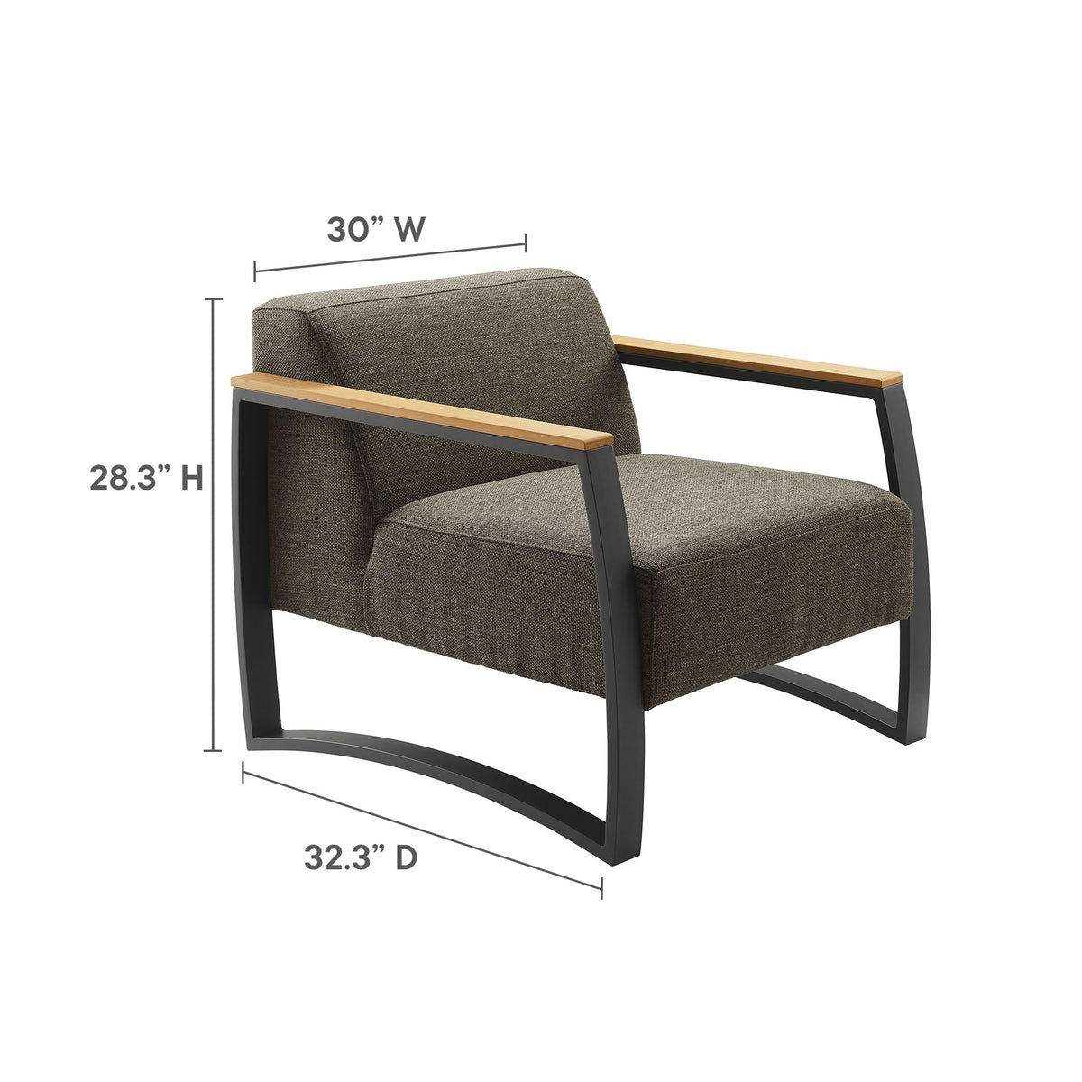 Sauve Outdoor Patio Armchair by Modway – Powder‑Coated Aluminum, Water‑Resistant Cushions & Plastic Wood Armrests