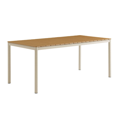 Finn 71" Outdoor Patio Aluminum Dining Table with Faux Wood Top