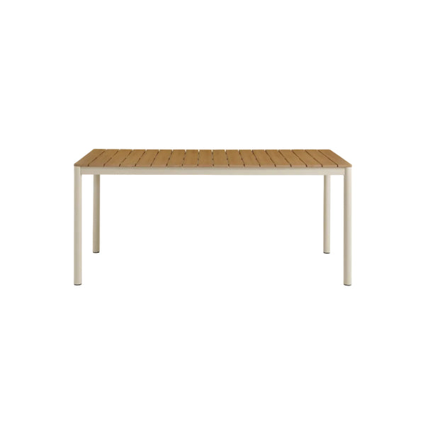 Finn 71" Outdoor Patio Aluminum Dining Table with Faux Wood Top