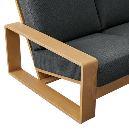 Lirienne Outdoor Patio Aluminum Faux Wood Sofa