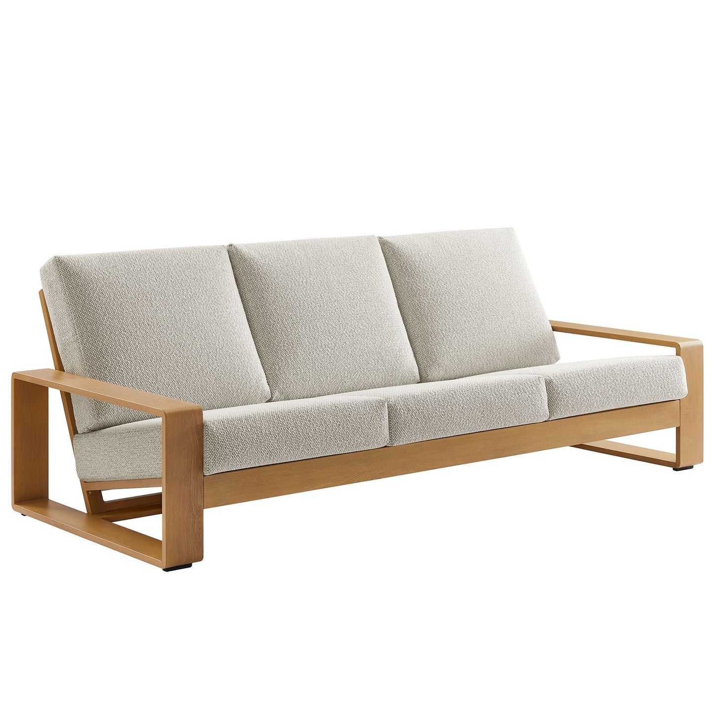 Lirienne Outdoor Patio Aluminum Faux Wood Sofa
