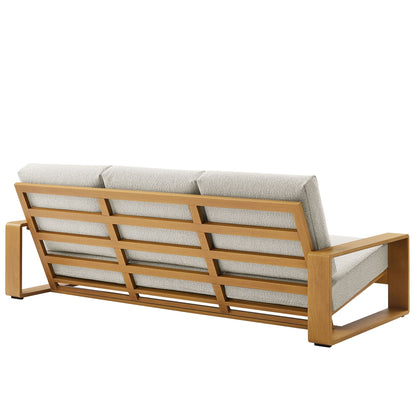 Lirienne Outdoor Patio Aluminum Faux Wood Sofa