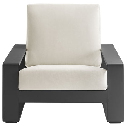 Lirienne Outdoor Patio Aluminum Faux Wood Armchairs Set of 2