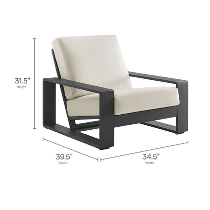 Lirienne Outdoor Patio Aluminum Faux Wood Armchairs Set of 2