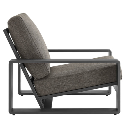 Lirienne Outdoor Patio Aluminum Faux Wood Armchairs Set of 2
