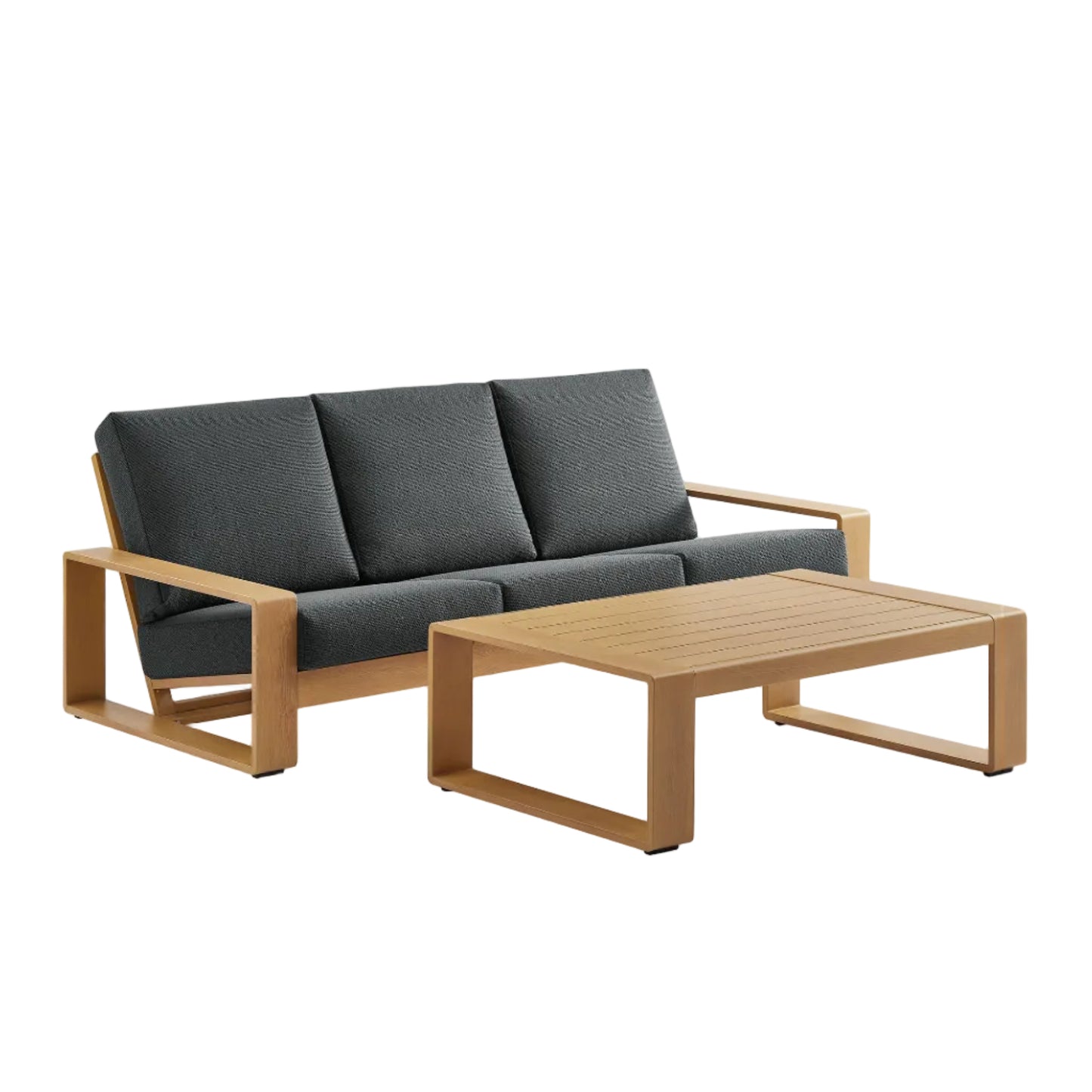 Lirienne 2-Piece Outdoor Patio Aluminum Faux Wood Furniture Set