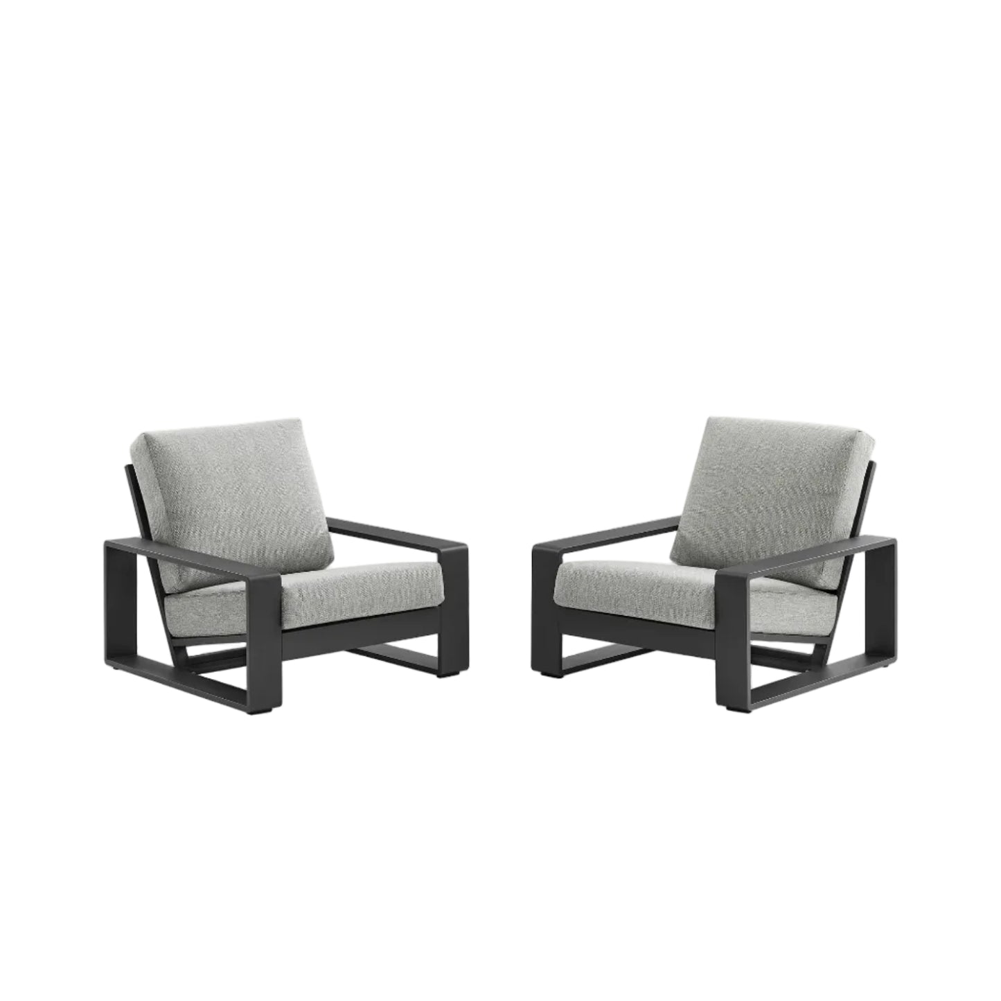 Lirienne Outdoor Patio Aluminum Faux Wood Armchairs Set of 2