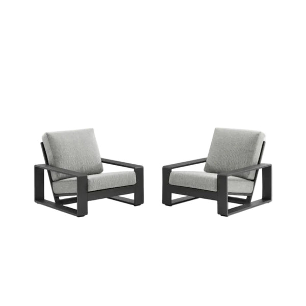 Lirienne Outdoor Patio Aluminum Faux Wood Armchairs Set of 2