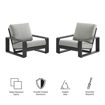 Lirienne Outdoor Patio Aluminum Faux Wood Armchairs Set of 2