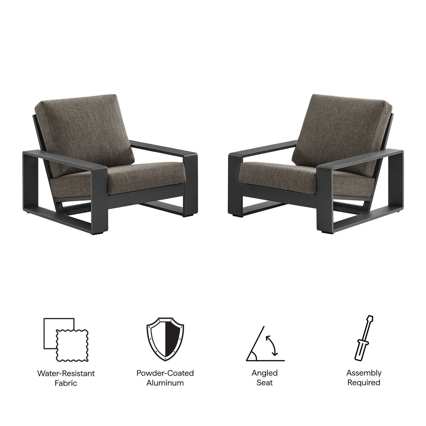 Lirienne Outdoor Patio Aluminum Faux Wood Armchairs Set of 2