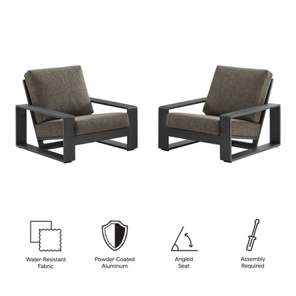 Lirienne Outdoor Patio Aluminum Faux Wood Armchairs Set of 2