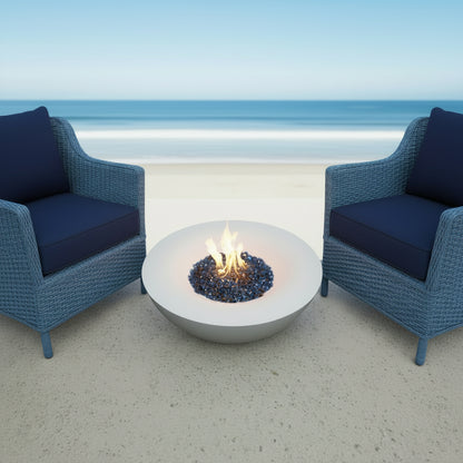 42 Inch Outdoor Concrete Propane gas Fire Pit bowl in Antique white color